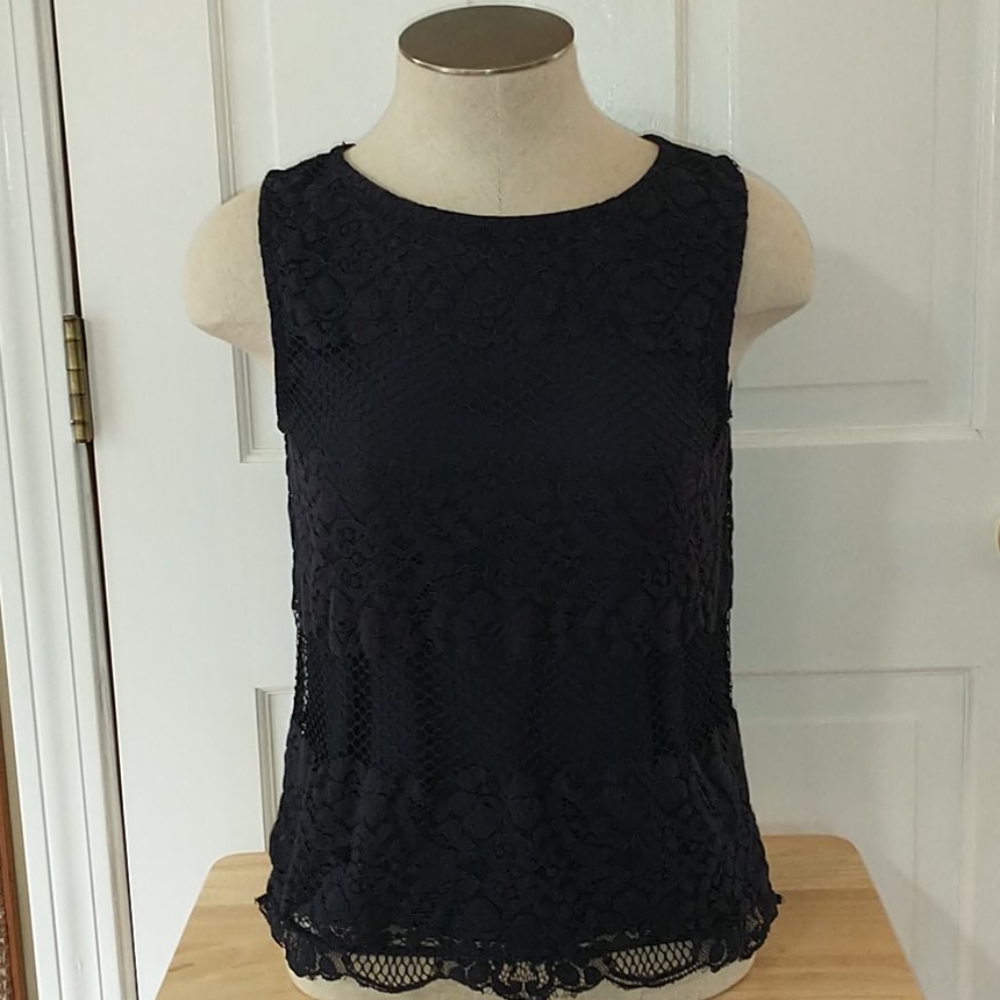 Ann Taylor's Loft Navy Lace Sleeveless XXSP